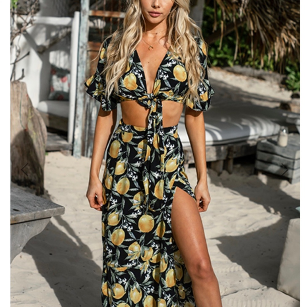 Limoncello wrap skirt set